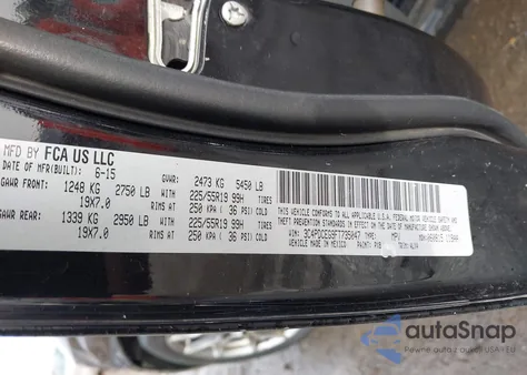 2015 Dodge Journey R/T из США, поврежденный, VIN 3C4PDCEG9FT735047